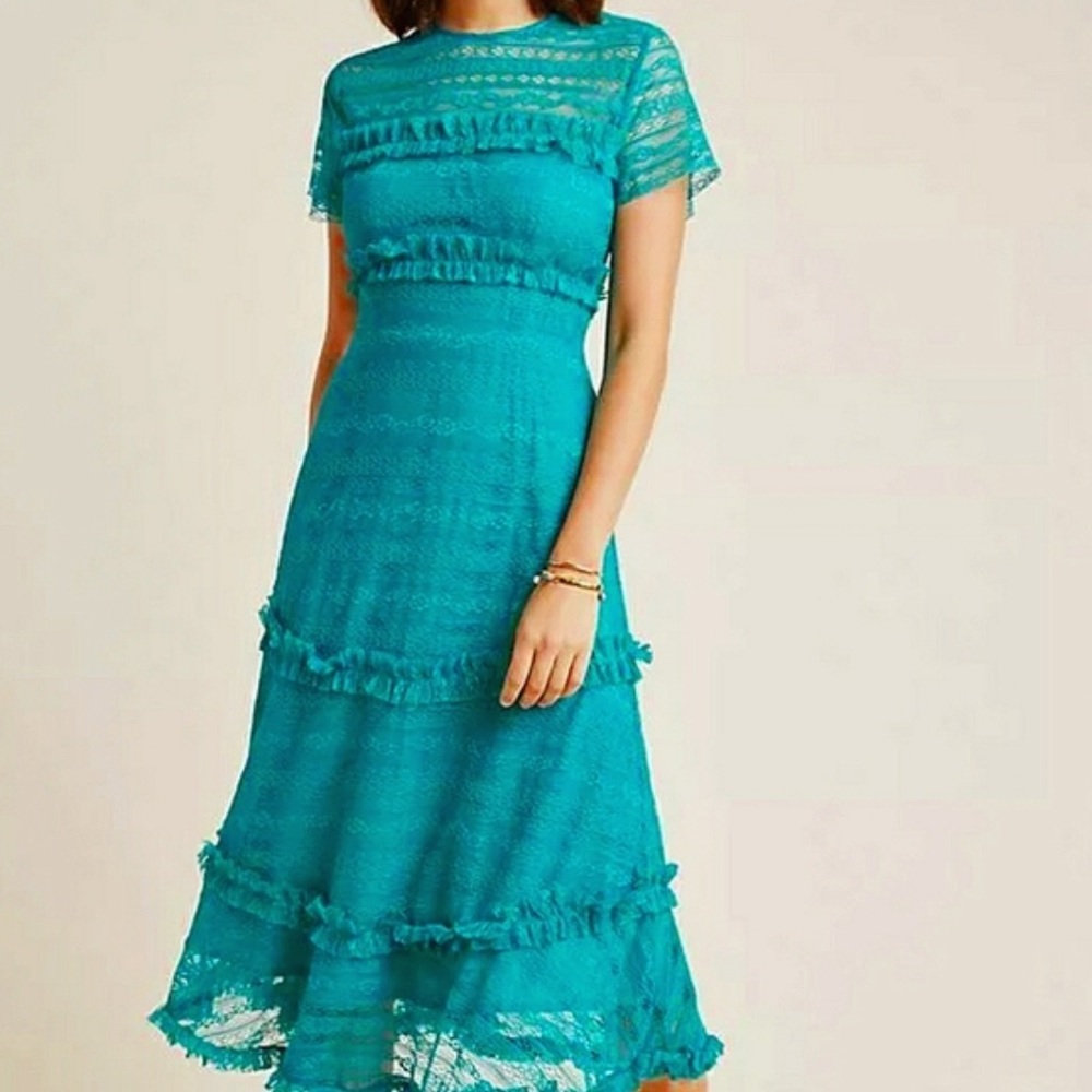 Anthropologie Dashing Lace Midi Dress